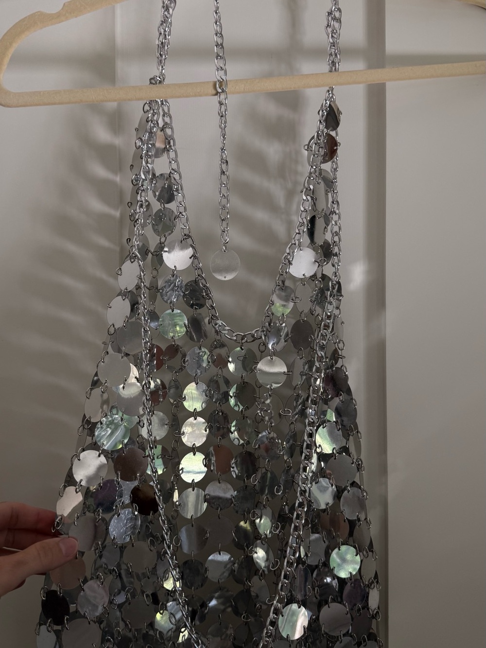 Silver Sequin Chainlink Slip Dress - Picture 5 of 6